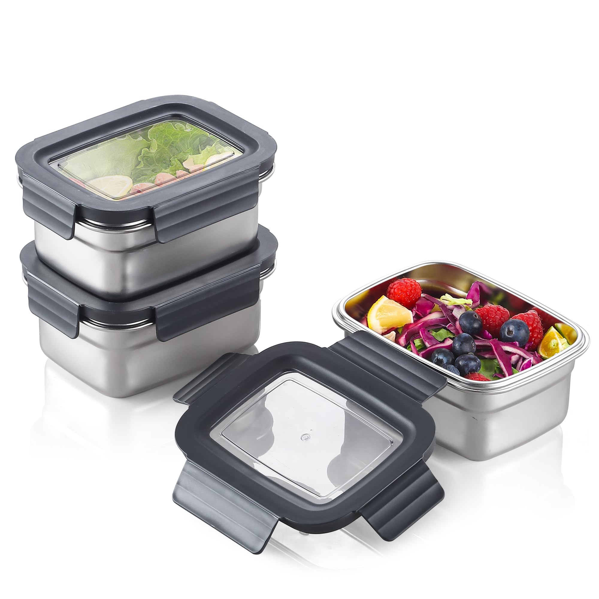 Photo 1 of BEFOY Stainless Steel Food Storage Container with Lids Bento Lunch Box Leak Proof & Airtight for Kitchen Meal Prep freezer Reusable & Stackable Oven Dishwasher Safe (600 * 3)