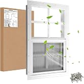 JONRIOX 18" W x 27" H Shed Window,Sliding Window, Aluminum White Flush Mount with Tempered Glass and Stainless Steel Screen, Playhouse Window, Chicken Coop Window,Household Window.(White 1 Pack)