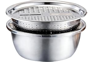 Germany Multifunctional Stainless Steel Basin, 5-in-1 Stainless Steel Chopping Basin with Slicer, Shredder, Drain Basket, Str