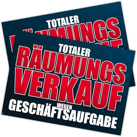 Produktbild von 2 Plakate „Schluss Und Aus! Räumungsverkauf“ – DIN A0, Neongelb, 120 G/qm – Für Geschäftsaufgabe, Kundenstopper