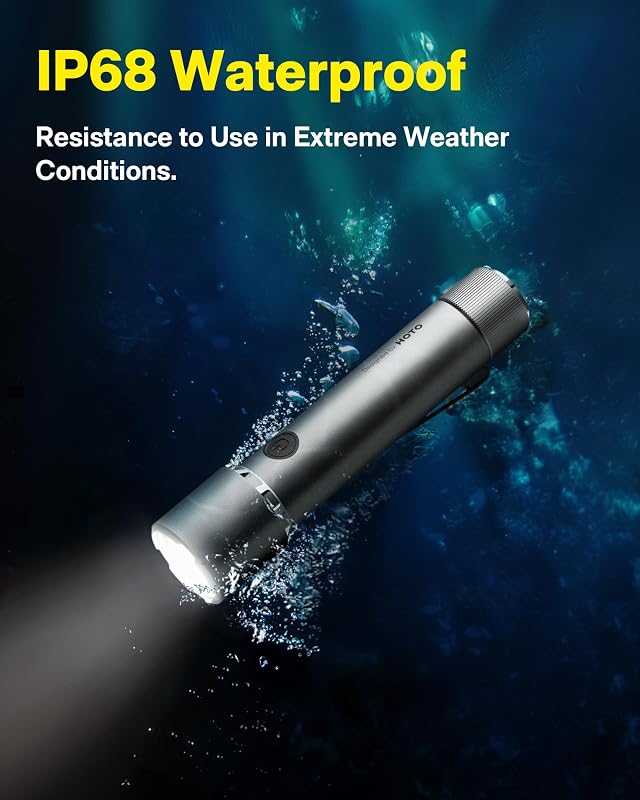 Torcia LED Potente Professionale, Torcia Tattica Ricaricabile Super Luminosa, Torcia Impermeabile IP68 con Clip, 5 Modalità Torce Portatili per Emergenza, Esterno, Campeggio