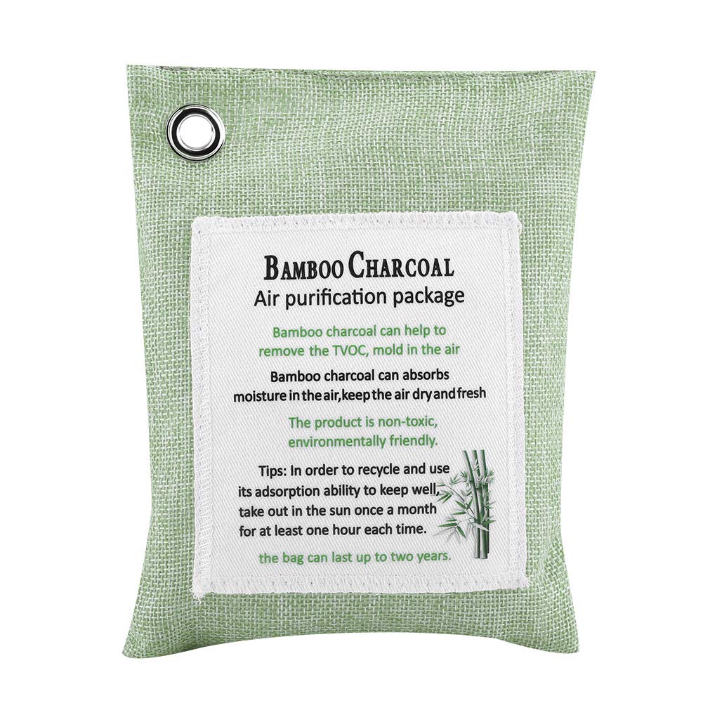 Natural Air Purifying Bag Activated Charcoal Bamboo Odor Absorber Deodorizer for Home Car Shoes Fridge Toilet Bathrooms Cabinet Light Green