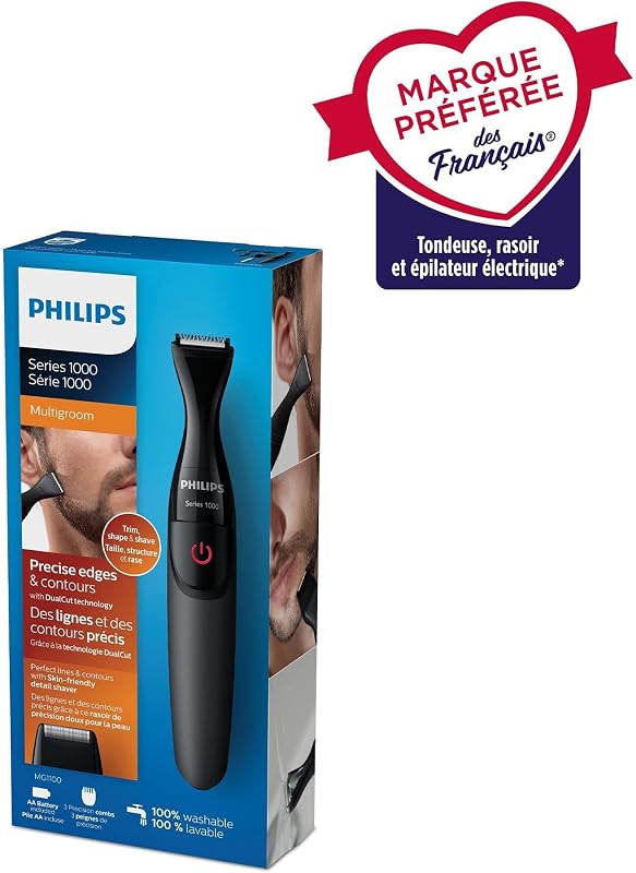 MG1100 / 16 Recortadora de precisión 3 peines de barba y mini afeitadora - con pilas