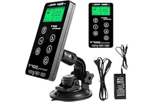 Dragoart T700 Tattoo Power Supply 3-18v Professional Tattoo Power Supply Box for Coil & Rotary Tattoo Machine, 6 Preset Voltages/Liner Shader Switch/2 Foot Pedal Modes/Touch Screen/Adjustable Stand