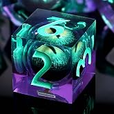 Maywin DND Dice Set Dungeons and Dragons Dice, 7 Piece Liquid Core Eye Dice Set D&amp;D Dungeons and Dragons Sharp Edge Resin Dice with Gift Box, Polyhedral Role Playing RPG Dice D20 D12 D10 D8