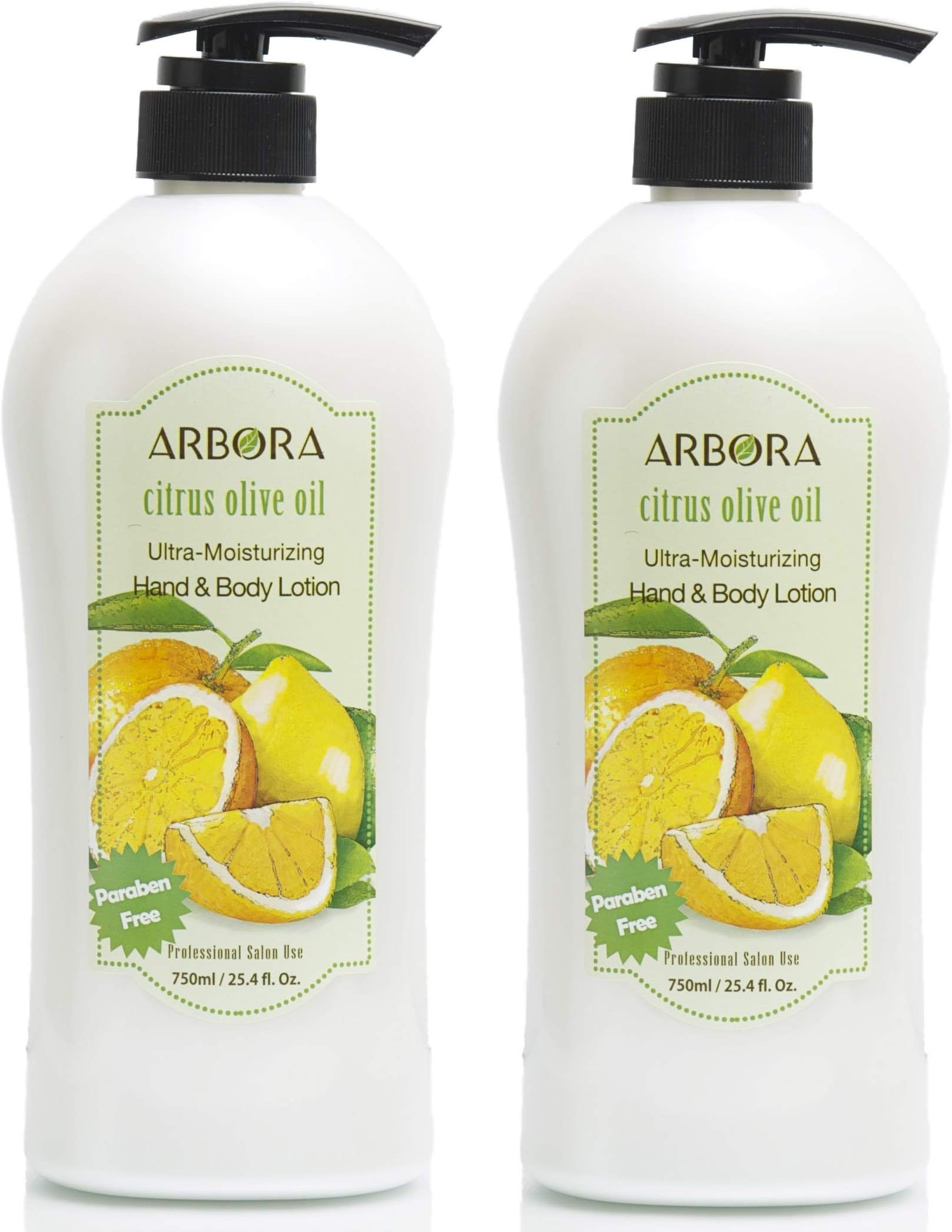 ARBORA DUO 2 Hand & Body Lotion CITRUS OLIVE 25.4OZ/750ML Paraben Free Natural Ultra-Moisturizing, Professional Massage Lotion Original from Korea