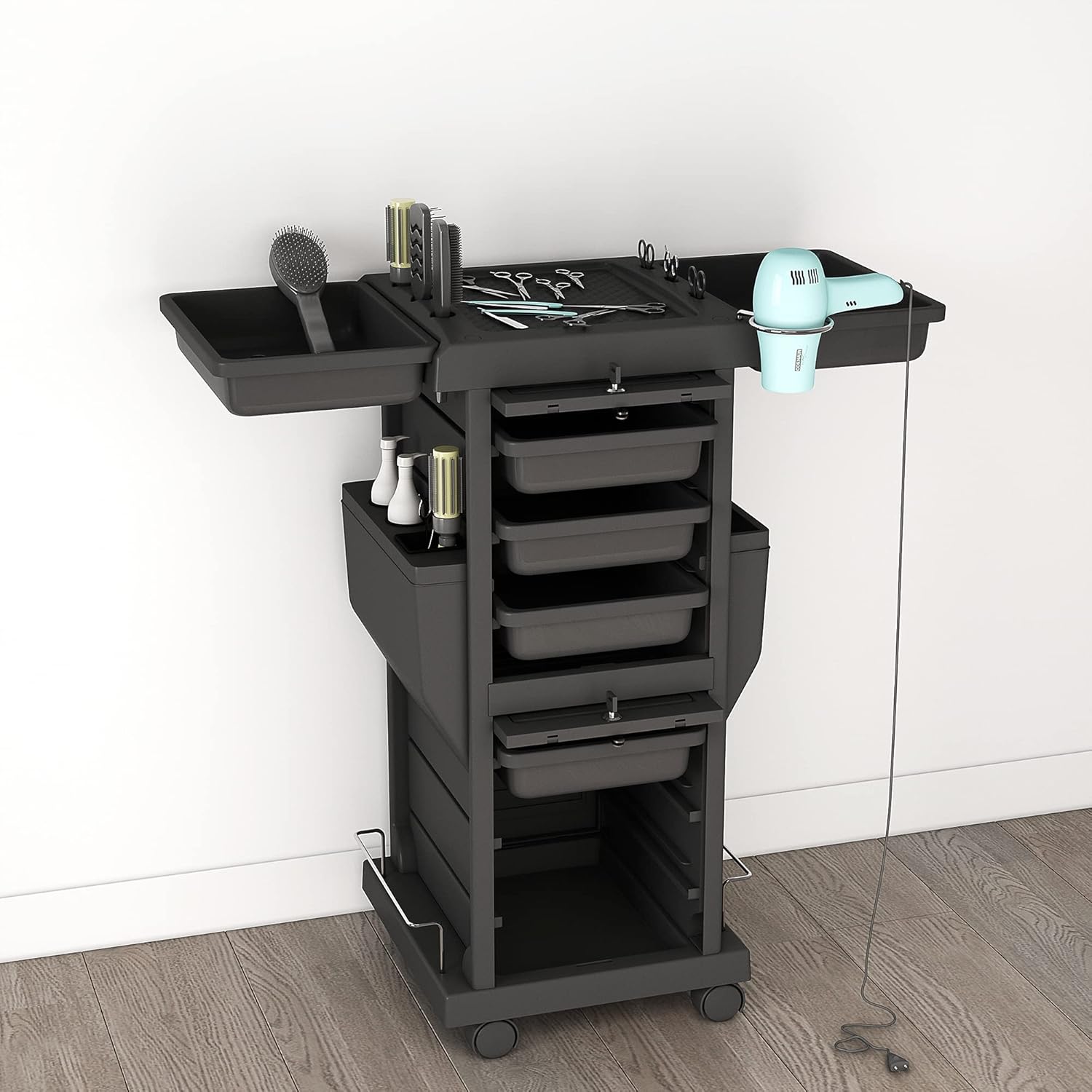 K-Salon Professional Locking Hair Salon Trolley Rolling Cart with 6 Drawer: Beauty