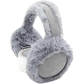 Peypt Foldable Adjustable Earmuffs for Women, Super Soft Plush Ear Warmers with Faux Fur, Warm Winter Ear Protection