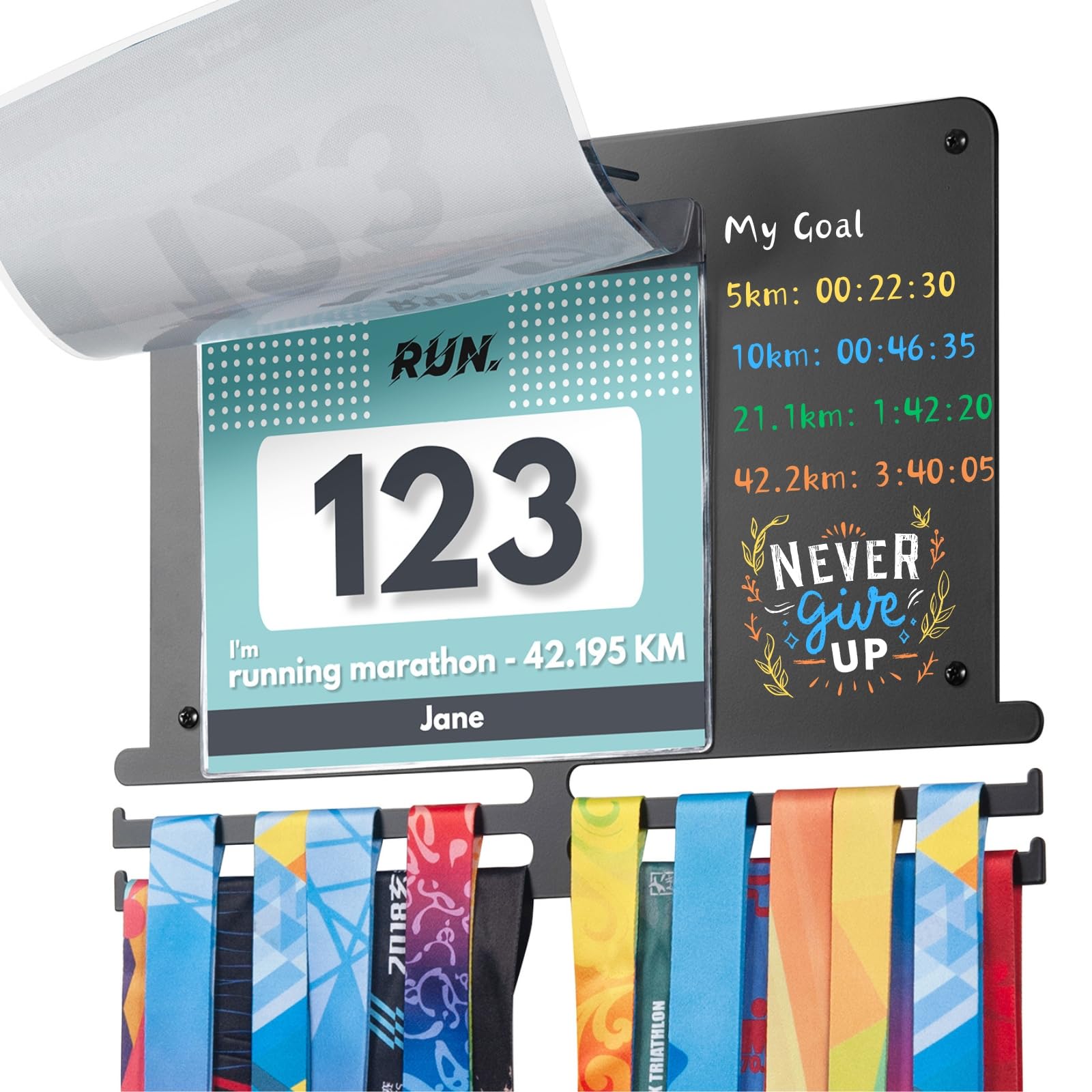 Photo 1 of BYondPulse Medal Hanger Display, [Include Chalks and Magnet], Race Medal Holder Wall Hanger, [with Race Bib Holders], Race Medal Display, Medal Holder | Holds 40 Medals & 80 Race Bibs
