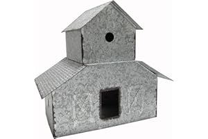 Sweet Summer Living Tabletop Farmhouse Decor, Tin Houses, Christmas Display Barn 13 Inch Height X 14 Inch Width X 8.5 Inch Length Metal Galvanized Antique Gray