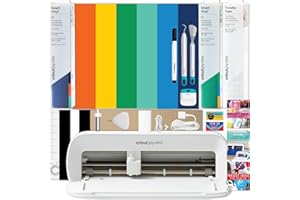 Cricut Joy Xtra Cutting Machine with Rainbow Smart Vinyl Sampler Packs and Tools Bundle - Beginner Portable Bluetooth Compatible Craft Cutting Machine and Cutting Materials