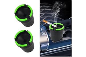 YGDMD 2PCS Cute Ashtray for Car,Multifunctional Car Ashtrays for Cup Holder Smell Proof Cars Trash Can with Grooves to Hold,Portable Smokeless Ashtray Easy to Clean (Black)