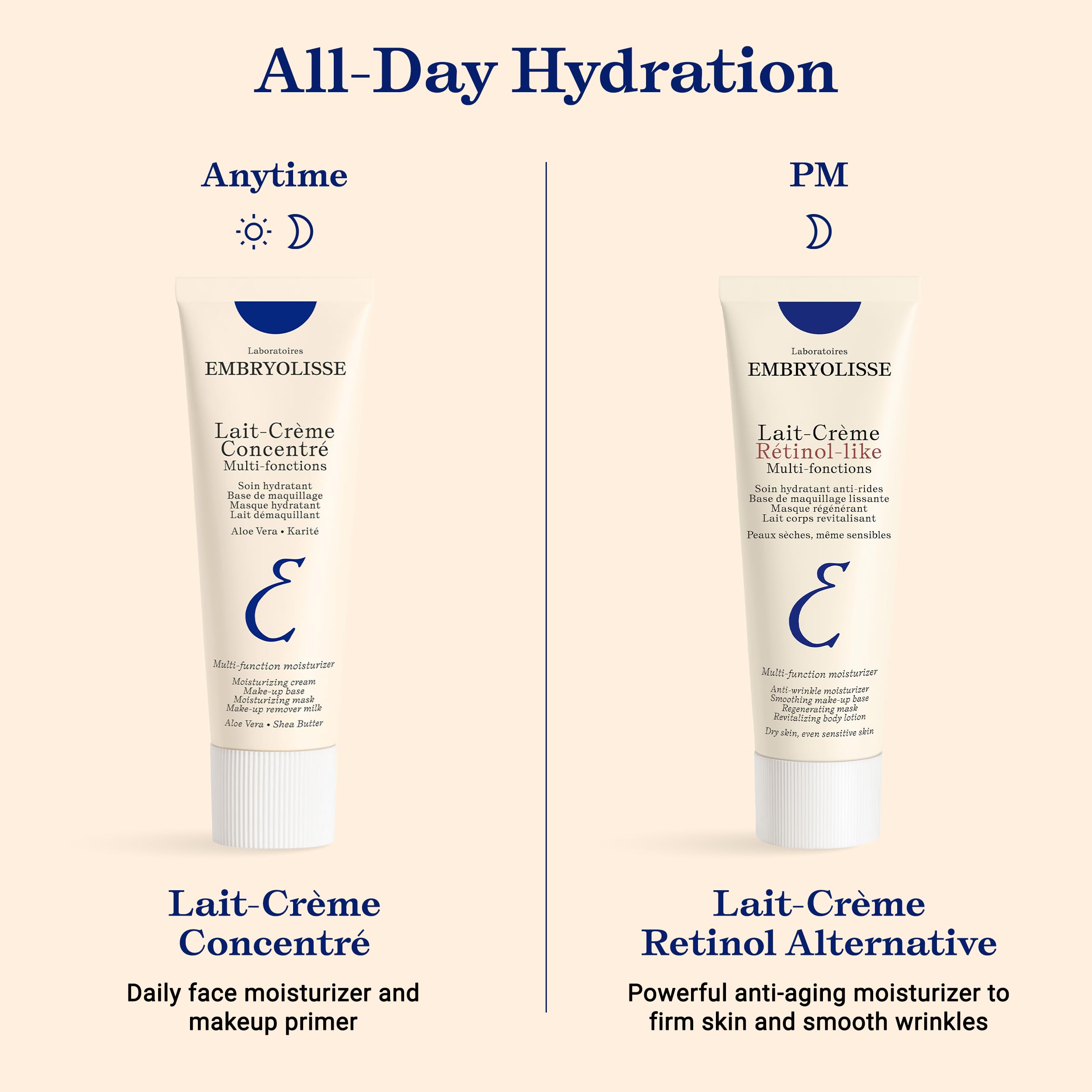 Embryolisse Lait-Crème Concentré, Multifunction Daily Face Moisturizer and Makeup Primer, Suitable for All Skin Types. French Face Cream With Shea Butter & Aloe Vera