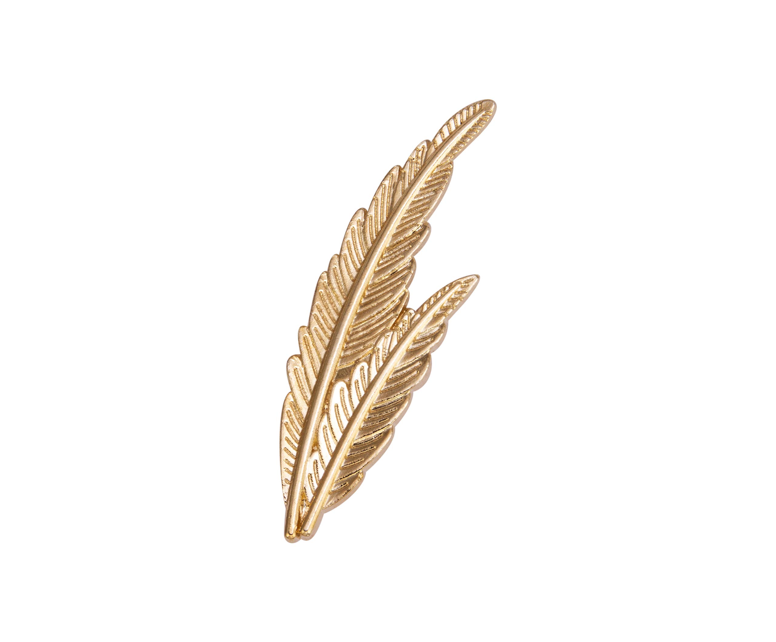 Knighthood Gold Feather Pair Lapel Pin Badge Coat Suit Wedding Gift Party Shirt Collar Accessories Brooch for Men