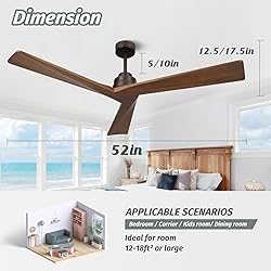 KAPOEFAN 52" Ceiling Fan no Light with