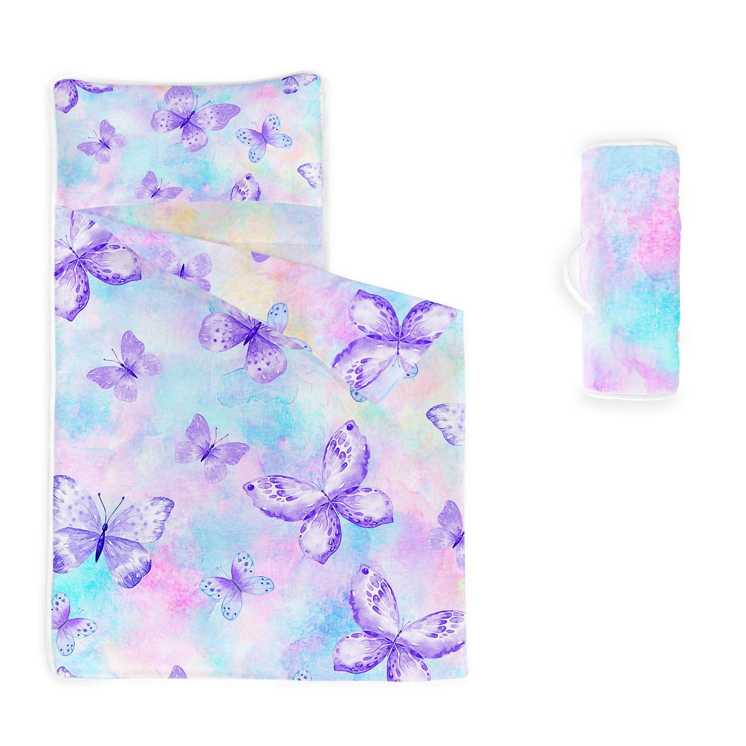 HOSIMA Nap Mat -Butterfly Sleeping Bag with Removable Pillow - Daycare and Sleepovers Preschool Kindergarten Bedding Set for Kids Toddler Boys Girls(Butterfly1 Large)