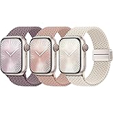 Braided Stretchy Bands Compatible with Apple Watch Bands 40mm 44mm 38mm 41mm 42mm 45mm 46mm 49mm Women Men, Soft Nylon Sport Strap with Magnetic Clasp for iWatch Series 11 10 9 8 SE 7 6 5 4 3 2 Ultra