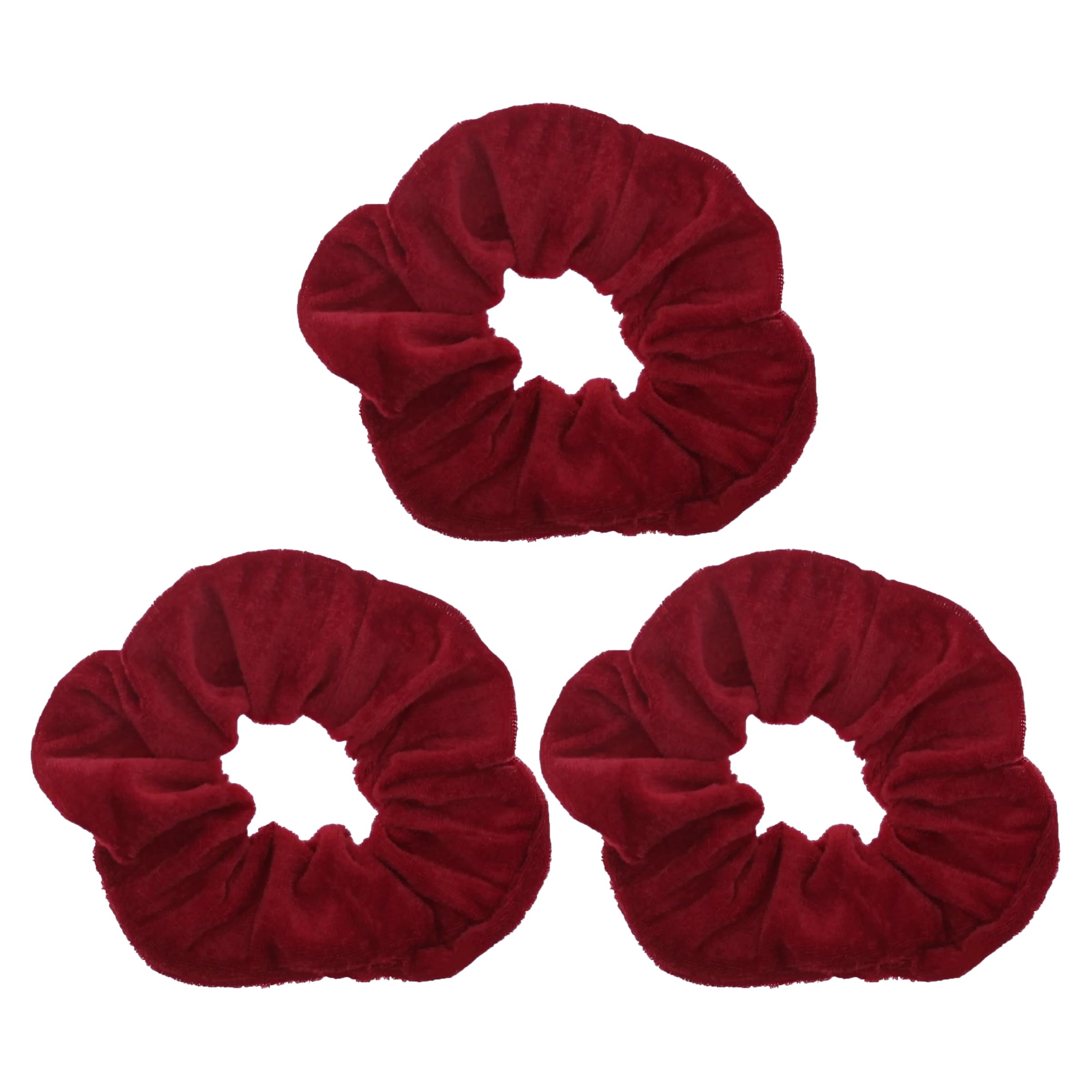 Topkids Accessories - Velvet Scrunchie Scrunchies Elastic Hair Band Ponytail Holders Hair Scrunchie Hair Bobbles Hair Accessories for Women, Ladies, Girls - Pack of 3 (Burgundy)