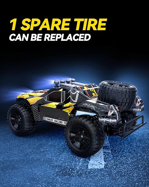 DEERC 9201E 1:10 LARGE REMOTE CONTROL TRUCK WITH LIGHTS, FAST SHORT COURSE RC CAR, 48 KM/H 4X4 OFF-ROAD HOBBY GRADE TOY MONSTER CRAWLER ELECTRIC VEHICLE WITH 2 RECHARGEABLE BATTERIES FOR ADULT KID BOY