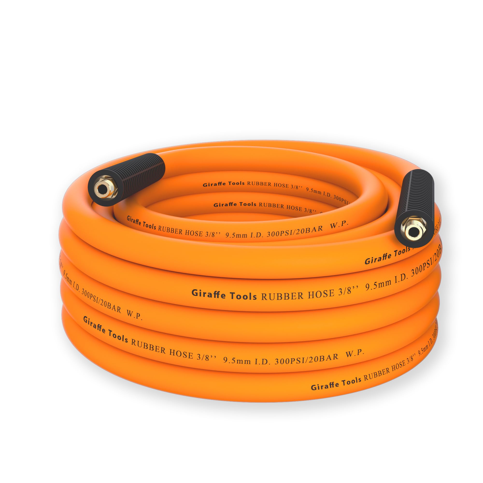 Photo 1 of Giraffe Tools Air Hose, 3/8 inch x 25 ft Air Compressor Hose, 1/4 in. MNPT Fittings, Hybrid 300 PSI, Kink Resistant, Lightweight Lead-in Air Hose, All-Weather Flexibility, Orange