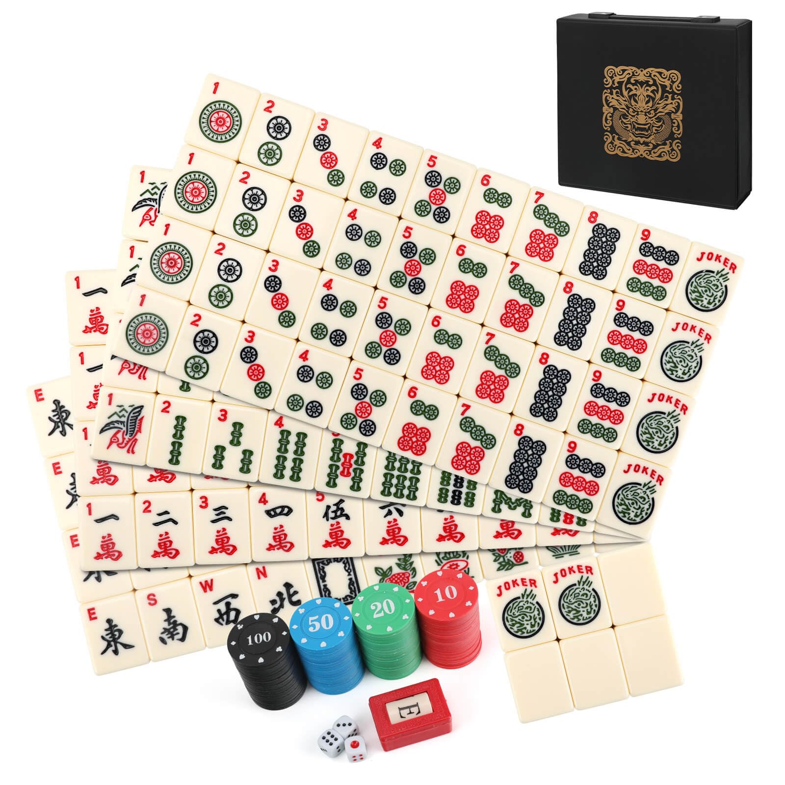 Photo 1 of ***DAMAGED, SELLING AS IS *** Aceshmir American Mahjong Tile Set, 166pcs Premium Mah Jong Tiles with Exquisite Storage Box, Include Instructions & Play-Chips, Mah Jongg Sets for Family & Friends Gatherings