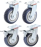 BWKJMY 8 Inch Heavy Duty Caster Wheels Set 4pcs Rubber Swivel Industrial Plate view 1