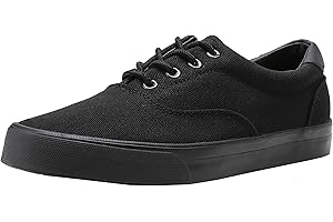 TOBER Men's Black Classic Low Top Shoes Canvas Fashion Sneaker with Soft Insole Causal Dress Shoes for Men Comfortable Walking Shoes