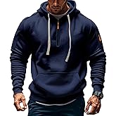 TRFIC Men's Fleece Workout Athletic Pullover Hoodie Long Sleeve Basic Quarter Zip Pullover Sweatshirt with Kanga Pocket
