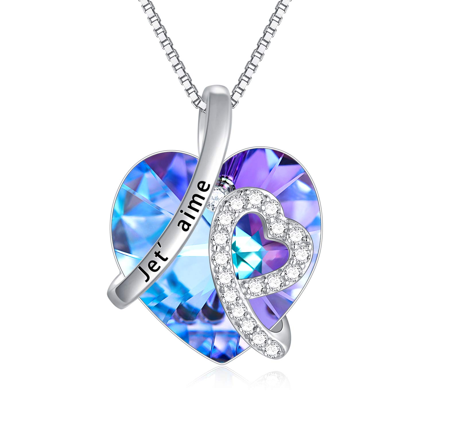 AOBOCO Wedding Anniversary Birthday Jewellery Gifts for Her, Sterling Silver I Love You Necklace