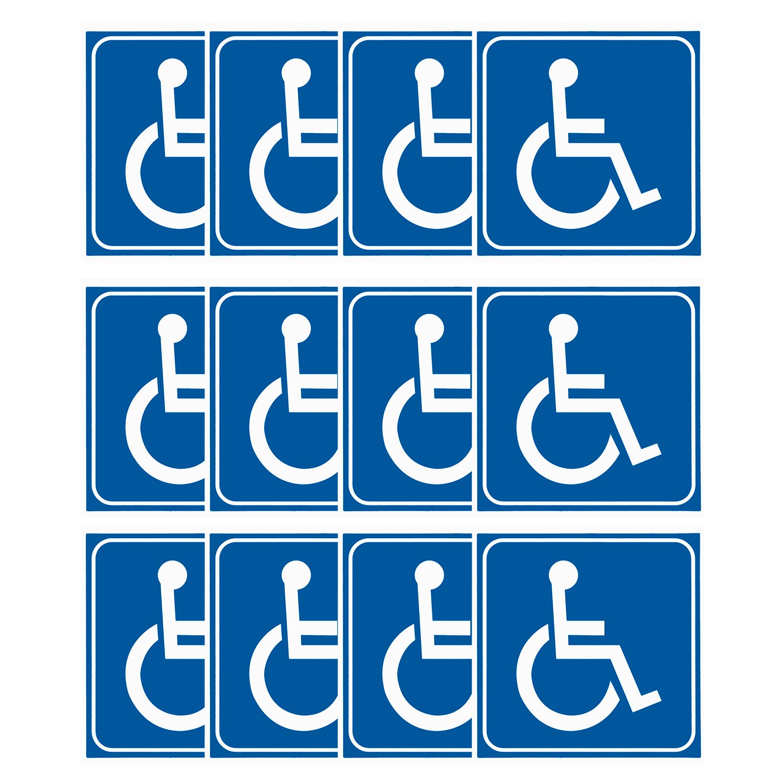 PATIKIL Handicap Sign Stickers 3x3 Inch, 12 Pack Vinyl Accessible Sign Disabled Wheelchair Symbol for Wheelchair Person Indoor Outdoor Window Door, Blue