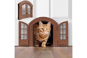 Purrfect Portal French® Cat Door - Stylish No-Flap Cat Door Interior Door for Average-Sized Cats Up to 20 lbs, Easy DIY Setup, Secured Installation in Minutes, No Training Needed, 7.13 x 8.32”