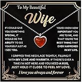 To My Wife Necklace from Husband Gold Heart Necklaces Red Heart Rhinestone Pearl Pendant Necklace for Women Valentines Birthday Anniversary Jewelry I Love You Gifts for Wife