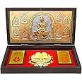 ARNAVIRA Ashtalakshmi Gold Plated Photo Frame with Charan Paduka Pocket Temple for Diwali Gift,House Warming Gifts Return Gift Puja Box (Ashtalakshmi)