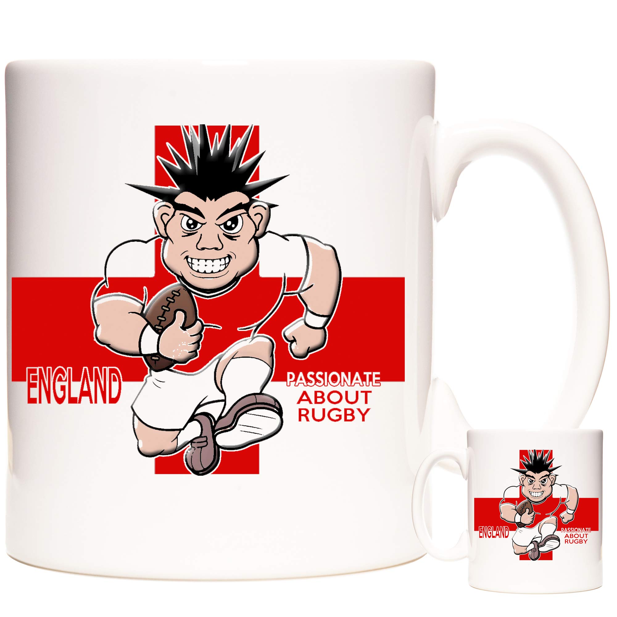 KAZMUGZ English Rugby Mug. England Passionate About Rugby. 11oz Ceramic Mug for Fans of World Cup Rugby