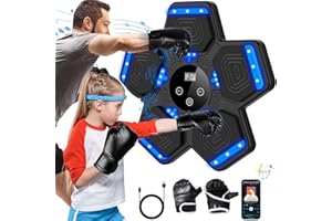 KAIJIELY Music Boxing Machine with Boxing Gloves, Smart Musical Boxing Machine with LED Light, Bluetooth Boxing Equipment for Kids/Adults,Wall Mounted Boxing Machine with Speed Setting (Five Targets)