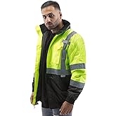JORESTECH Hi-Visibility Reflective Bomber Jacket for Men, Waterproof, Winter Safety Jacket for Construction and Roadway Work