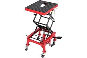 JoanKaren Hydraulic Motorcycle Lift Jack, 350 LBS Capacity Heavy-Duty Scissor Lift Table with 4 Wheels, Foot-Operated ATV Dir