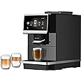 DR.COFFEE C12 Fully Automatic Coffee Machine, Espresso Machine With Ceramic Flat Burrs, 9 Grind Size Options, 7” HD Large Touchscreen, 4 Water Tank for Office Use, Pitch-black
