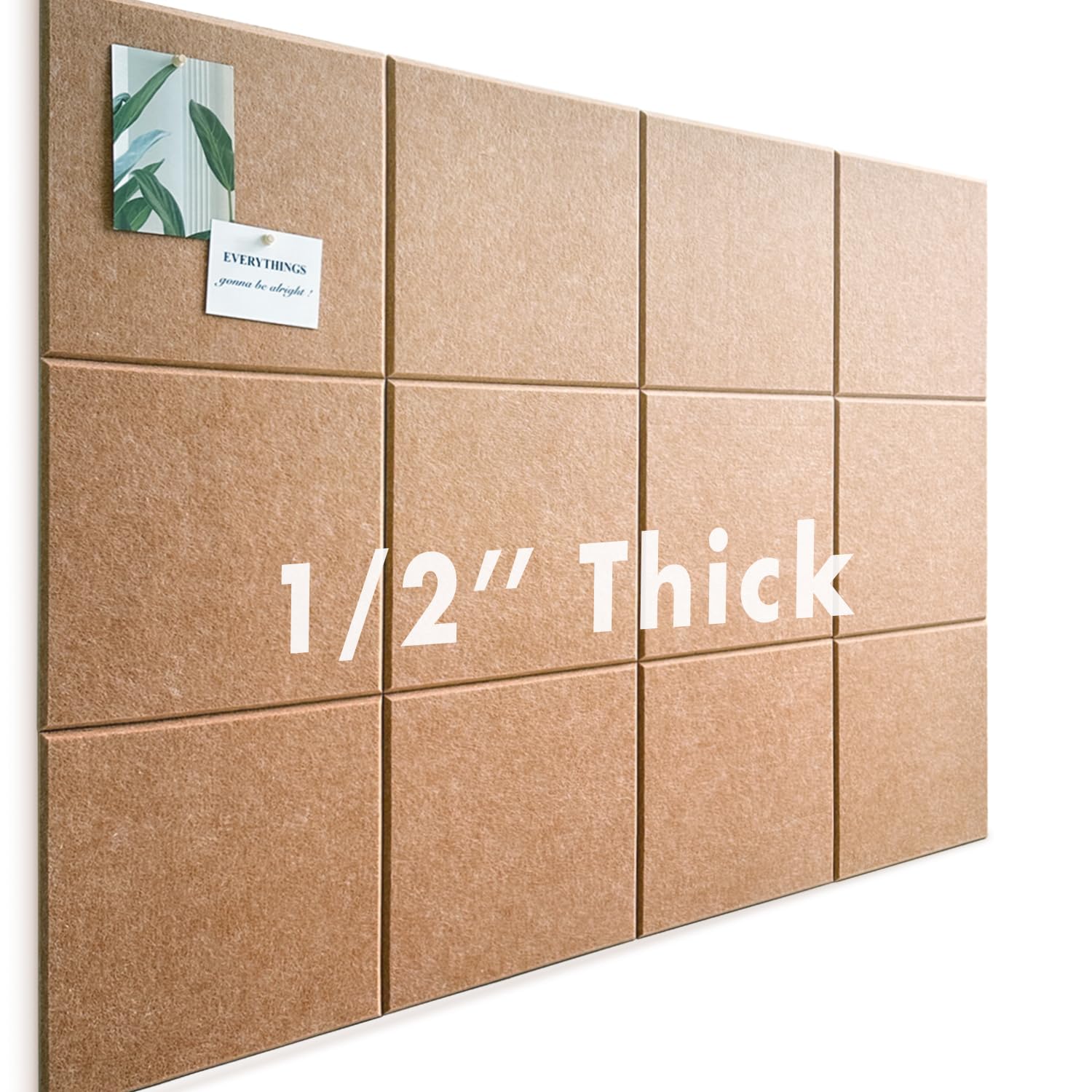 Photo 1 of Large Cork Board for Office Wall Decor,48"x36"-12 Pack Felt Wall Tiles with Safe Removable Adhesive Tabs, 1/2" Thick, Felt Bulletin Board Pin Board Cork Boards for Walls - Copper