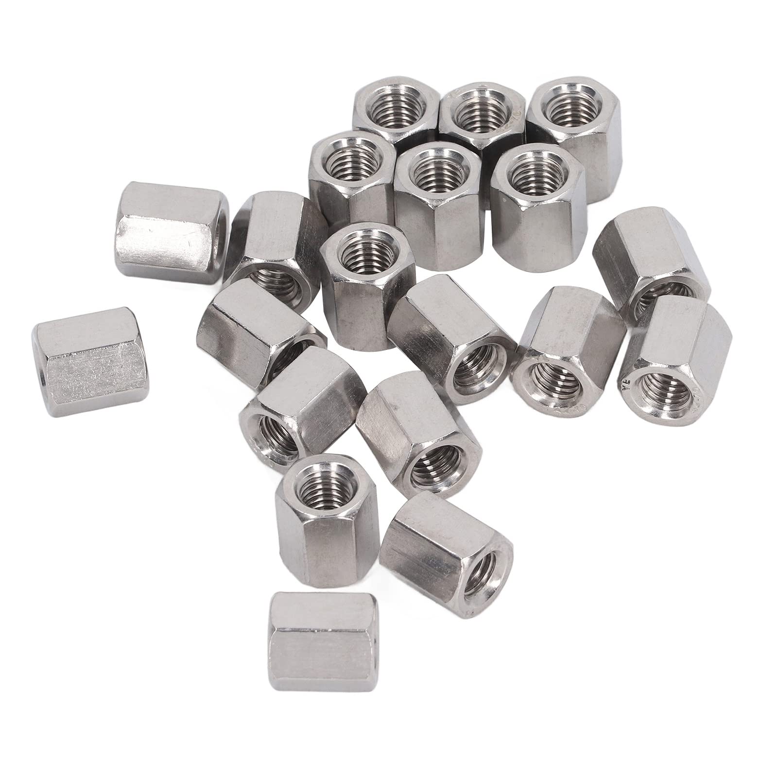 Pack Of 20 M8 X 1.25-Pitch 15mm Length Metric Hex Coupling Nut 304 Stainless Steel Fully Threaded