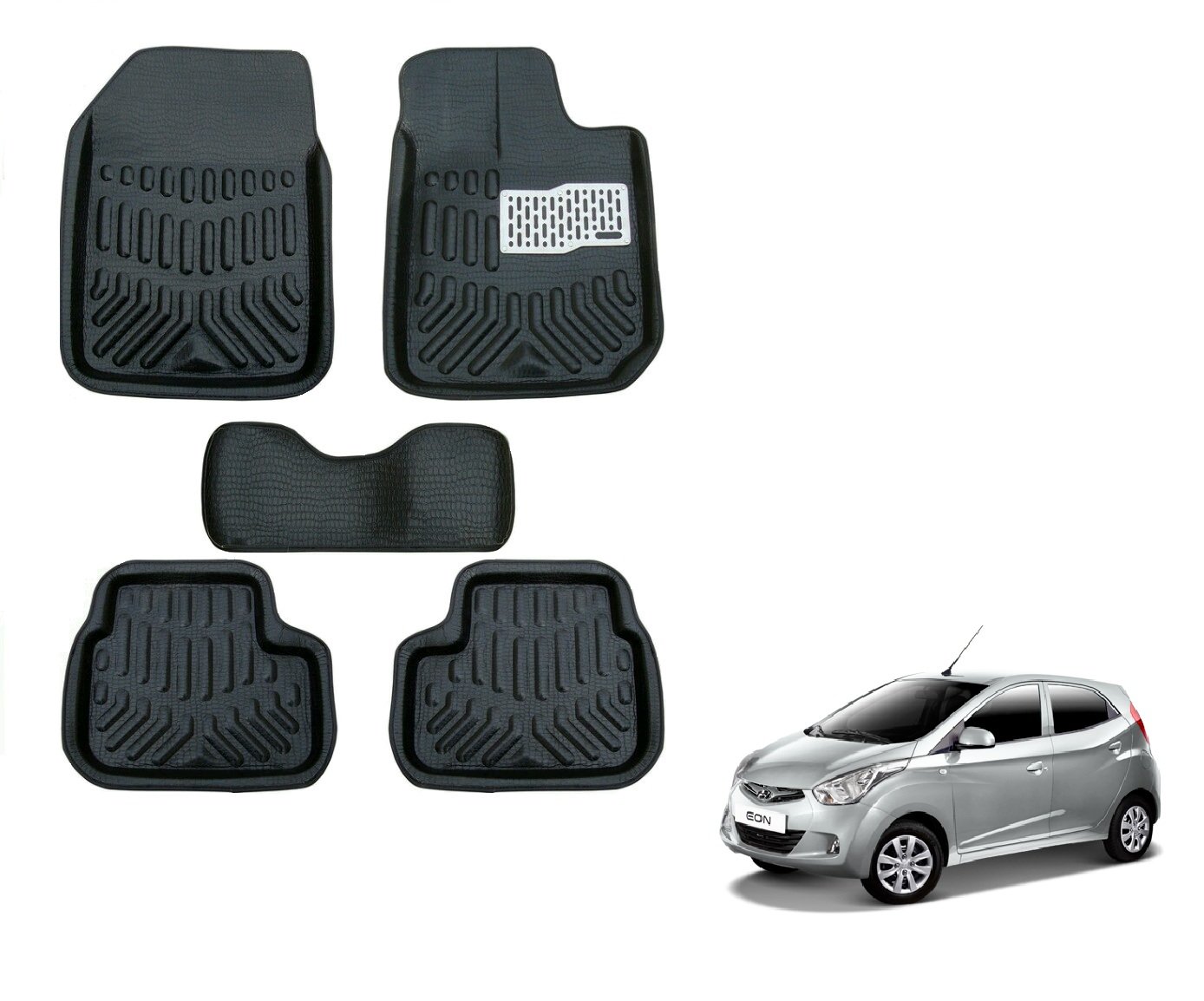 Auto Hub 4D Car Mats Compatible for Hyundai Eon Black Amazon.in Car