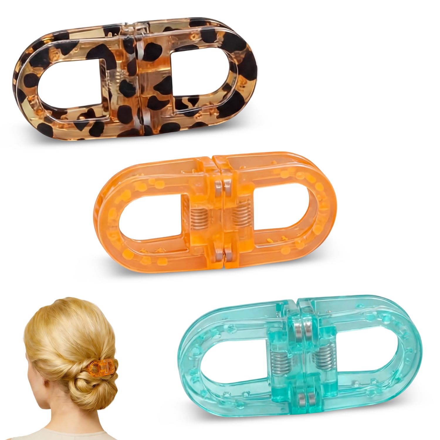 Photo 1 of **2 ARE FUNCTIONAL 1 IS DAMAGED ONLY HALF OF THR CLIP PRESENT*** 3-Pack Smart Magnetic Hair Clips for women - Strong Hold Magnetic Claw Clips for Hair, Lightweight and Fashional Hairclips for Easy Everyday Hairstyes, Suitable for Daily, Work & Special Occ
