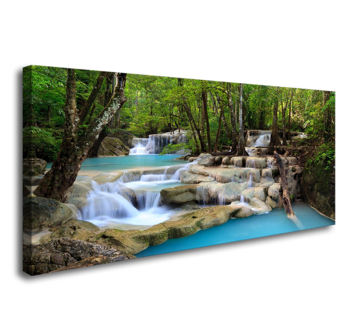S01574 1 Panels Wall Art Tropical Beautiful Waterfall Prints Light Green Forest Natural Landscape Picture Canvas Paintings Scenery Spring Summer Landscape for Home Wall Decor Artwork XXLarge