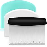 Ecavria Bench Scraper, Premium Stainless Steel Dough Scraper with 2 PCS Flexible Bowl Scraper, Dough Cutter with Measuring Scale, Versatile Kitchen Scraper Set for Pastry Bread Pizza Cake