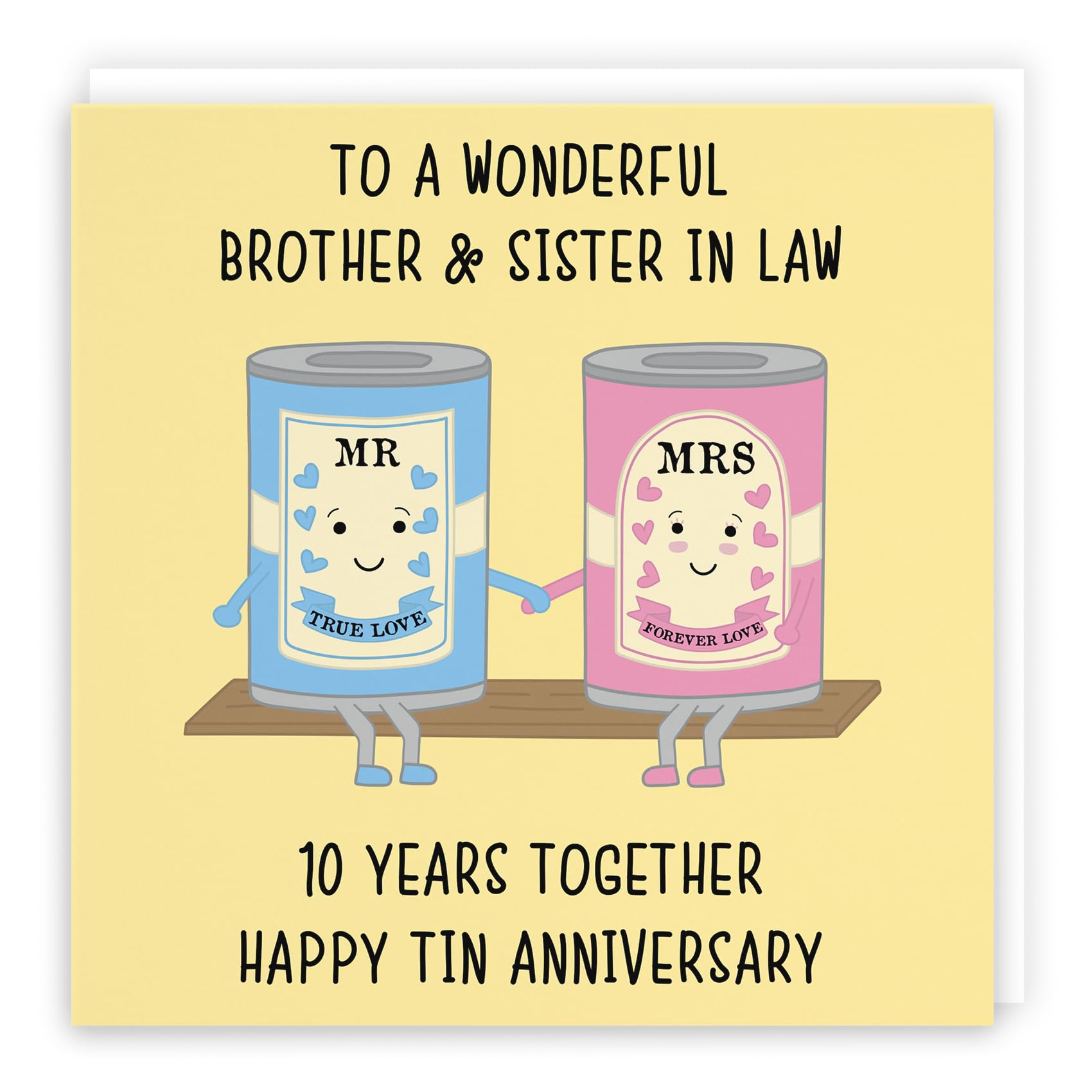 Hunts England - Brother And Sister In Law 10th Anniversary Card - To A Wonderful Brother & Sister In Law - 10 Years Together - Happy Tin Anniversary - Iconic Collection — image 1