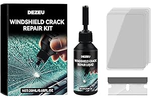 DEZEU Windshield Crack Repair Kit,2026 Latest Upgraded Glass Crack Repair Kit,5MinQuick-Glass Repair Liquid,Long-Lasting for Windshields, Windows, Mirrors,All Crack Types Windshield Repair Kit (Black).