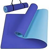 COOLMOON 1/4 Inch Extra Thick Yoga Mat Double-Sided Non Slip,Yoga Mat For Women and Men,Fitness Mats With Carrying Strap,Eco 