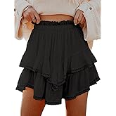 MIFOCAL Flowy Shorts for Women Casual Boho Ruffle Tiered Skorts High Waist Mini Skirts Golf Tennis Crochet Shorts
