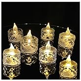 Gouccpu 12pack LED Crystal Candle Light Table Centrepiece Flameless Candles Transparent Small Tea Wax Birthday Proposal INS Desktop Decoration Create Atmosphere Smokeless Candles Tea Lights