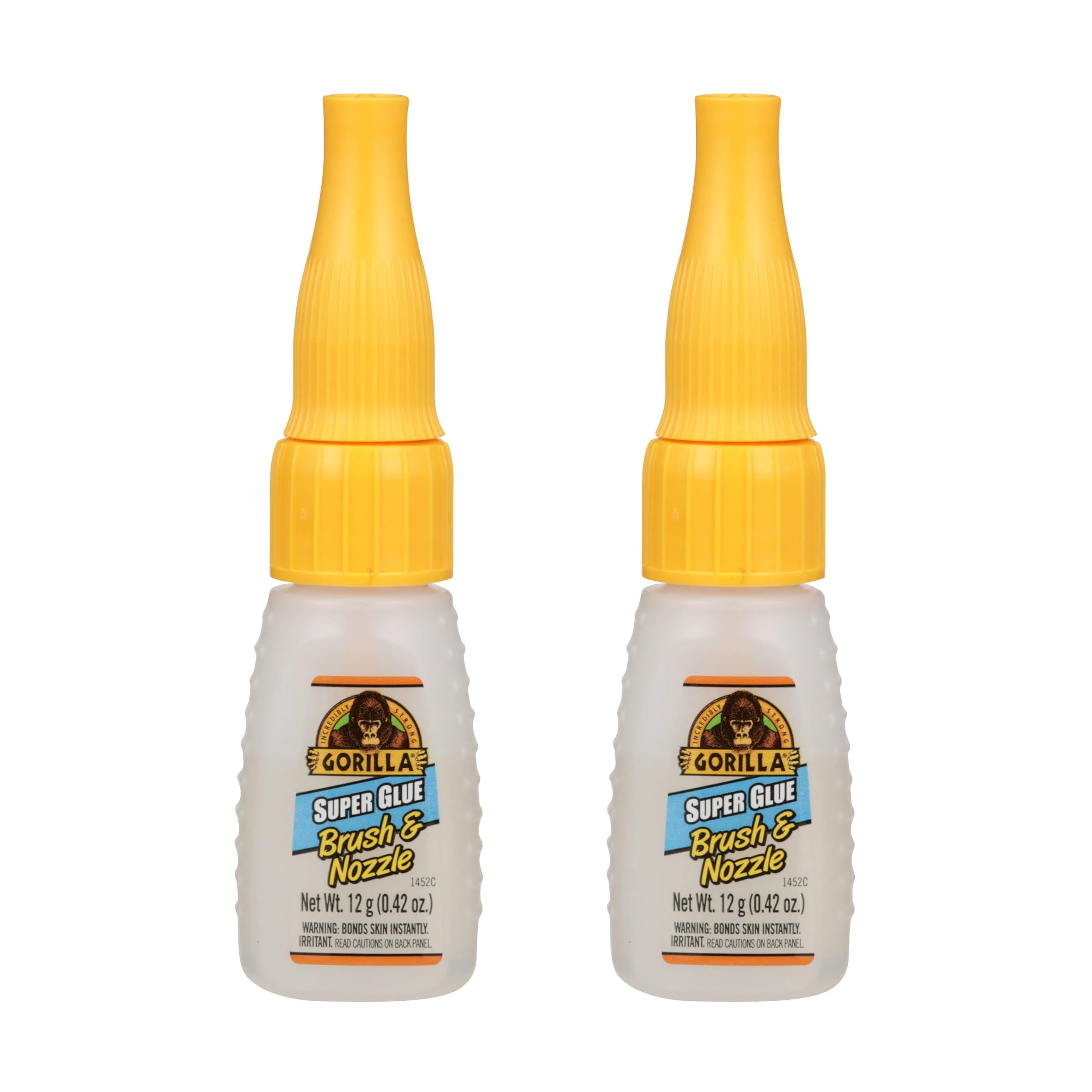 Photo 1 of Gorilla Super Glue with Brush & Nozzle Applicator, Clear Glue, 12 Gram (Pack of 2) - All Purpose and Fast Setting for Projects and Repairs